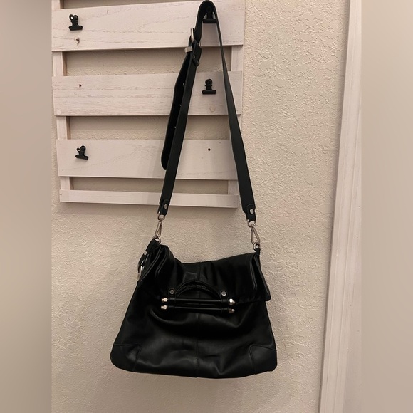 Carlo Cecchini Handbags - Carlo Cecchini Roma Black Italian Leather slouchy hobo bag